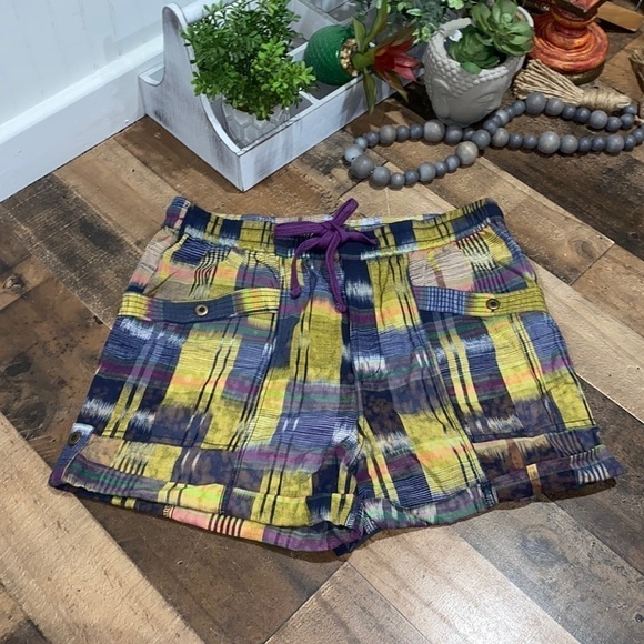 Anthropologie patchwork shorts NEW medium cotton tie dye southwestern - Picture 5 of 12